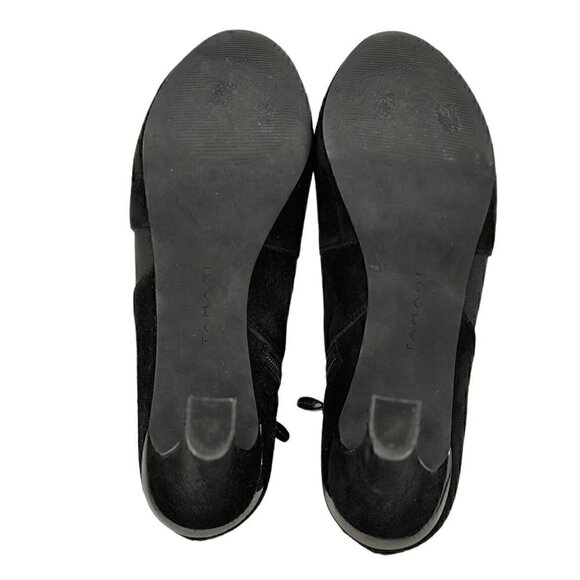 TAHARI Suzi Black Suede Side Zip Ankle Booties 8.5 - Picture 5 of 7